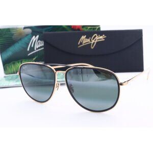 Maui Jim Fair Winds MJ 554-16UTD Black/Gold Aviator Sunglasses Gray polarized